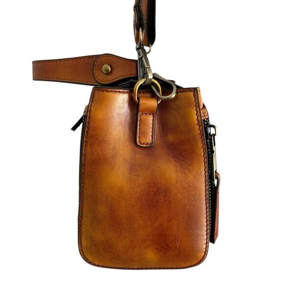 Vintage Hand-tooled Small Leather Bag Roses Crossbody Strap & Handle USA Made - Picture 5 of 11